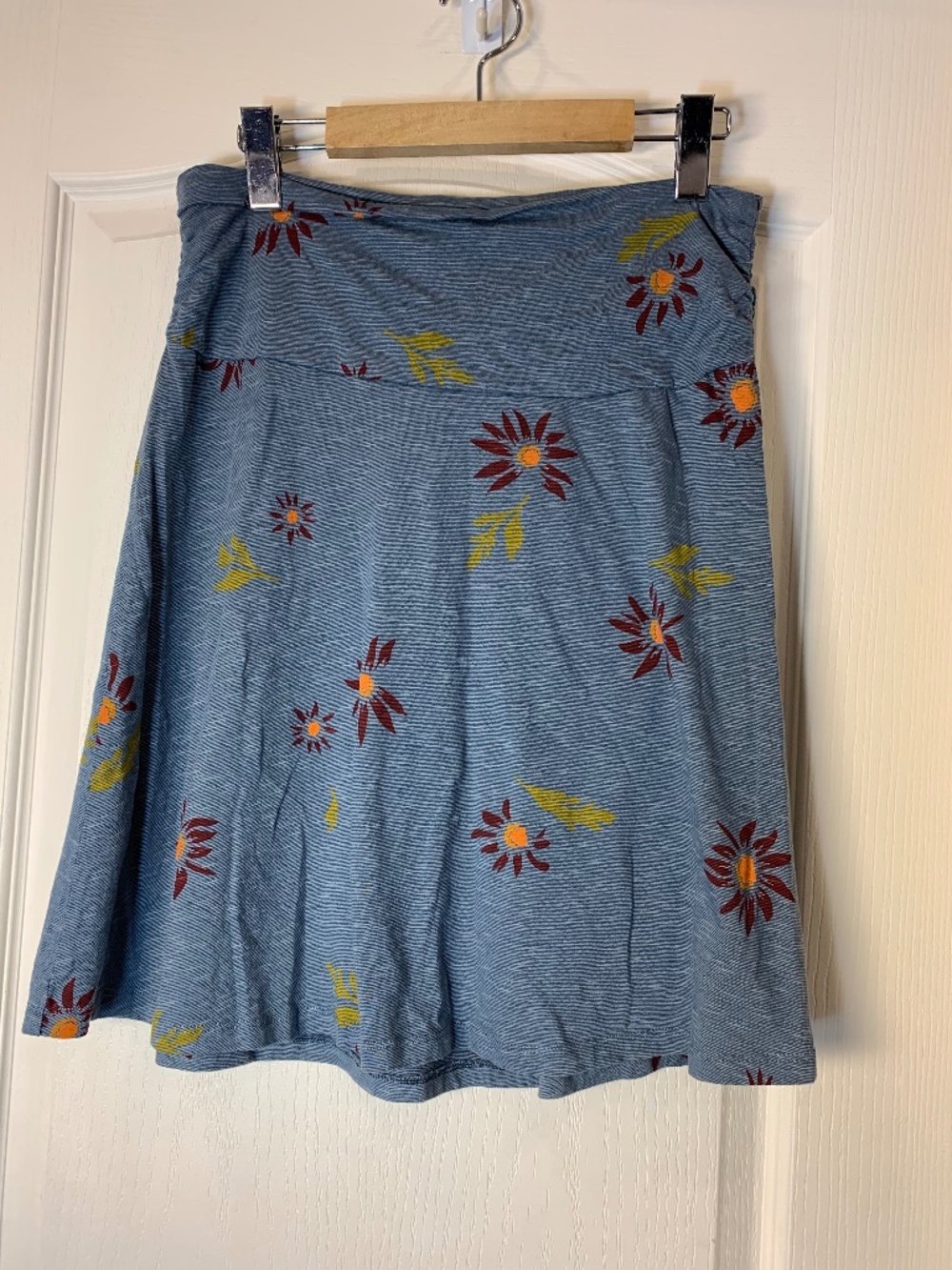 Toad&Co Blue Grey Floral Travel Skirt Soft Stretch Casual Outdoor Daily Style S